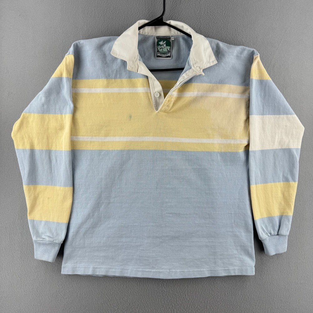 Vintage McIntosh & Seymour Rugby Shirt Mens Large Blue Heavy Cotton 80s USA